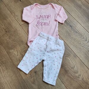 0-3 Girls Pink and White Baby Outfit